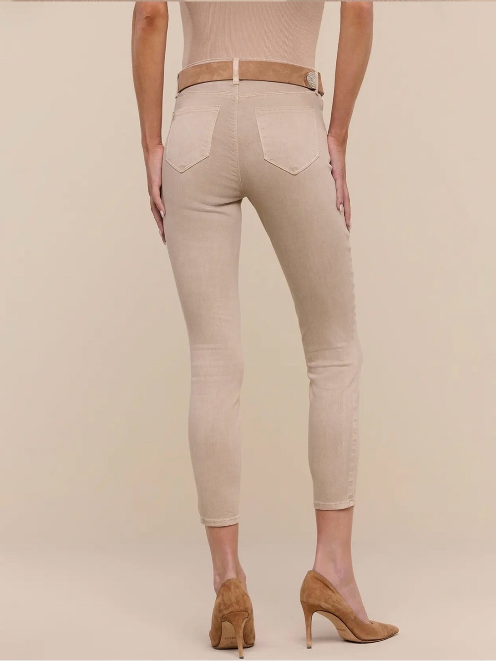 NWOT Size 24 L'AGENCE Margot High-Rise Cropped Skinny Jeans - Biscuit - Picture 2 of 8